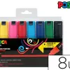Marqueur posca pc7m gouache encre inodore toutes surfaces pointe large conique coloris 8 unites
