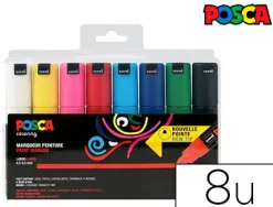 Marqueur posca pc7m gouache encre inodore toutes surfaces pointe large conique coloris 8 unites