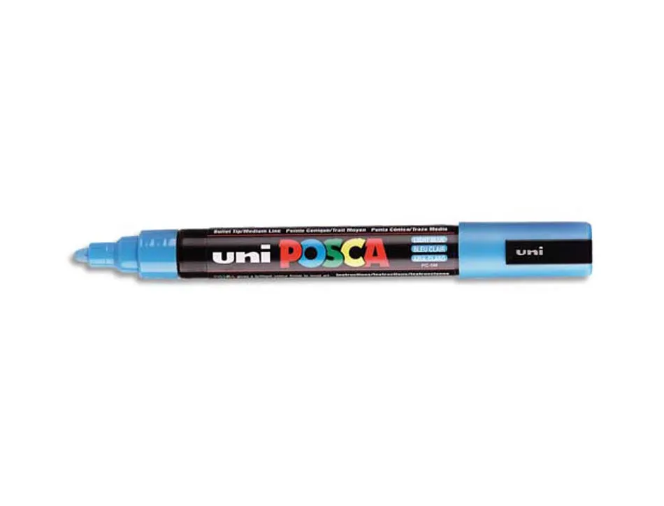 Marqueur posca pc5m gouache encre inodore toutes surfaces pointe moyenne conique couleur opaque couvrante bleu clair