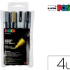 Marqueur posca pc3m gouache base eau couvrante inodore pointe conique fine noir blanc argent or 4un