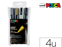 Marqueur posca pc3m gouache base eau couvrante inodore pointe conique fine noir blanc argent or 4un