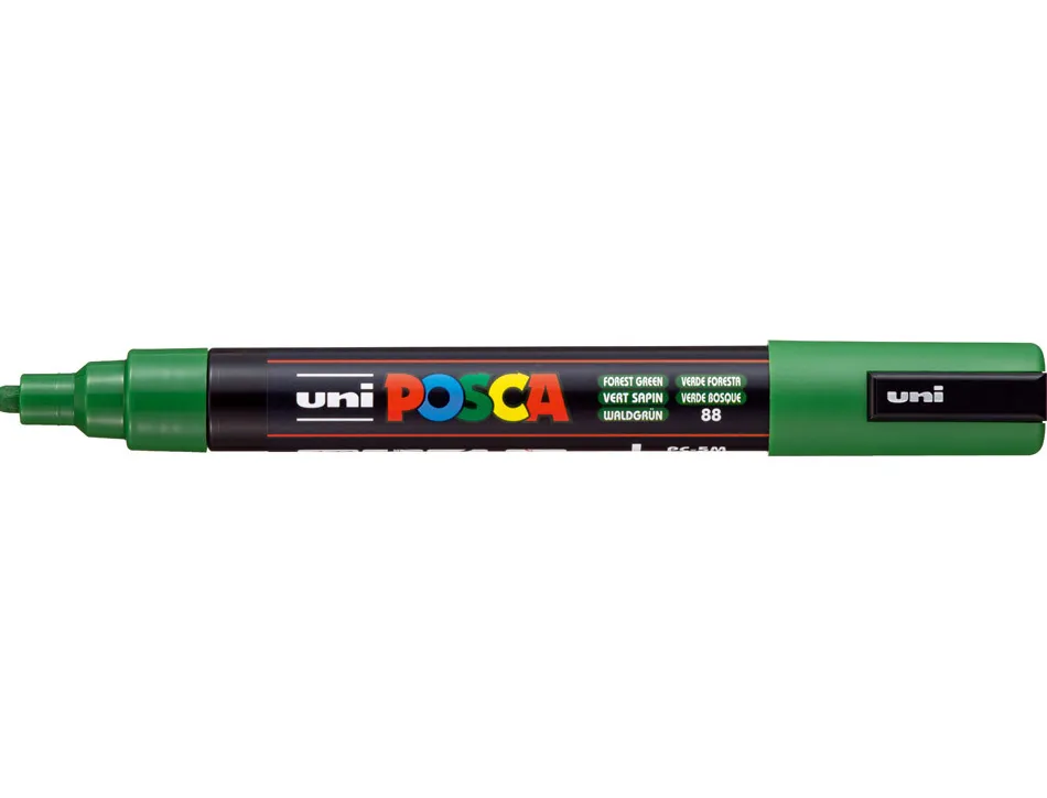 Marqueur posca pc5m peinture base eau inodore tout support pointe moyenne trait 1,8-2,5mm coloris vert sapin