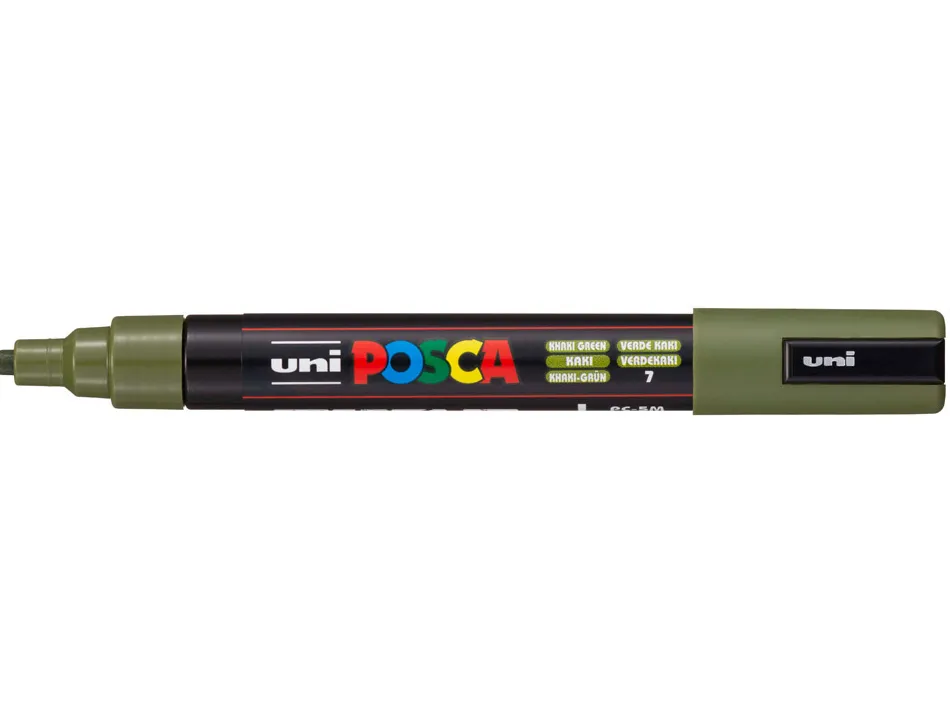 Marqueur posca pc5m peinture base eau inodore tout support pointe moyenne trait 1,8-2,5mm coloris vert kaki