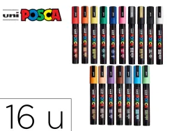 Marqueur posca pc7m pointe conique trait 4,5-5,5mm coloris assortis boite 16 unites