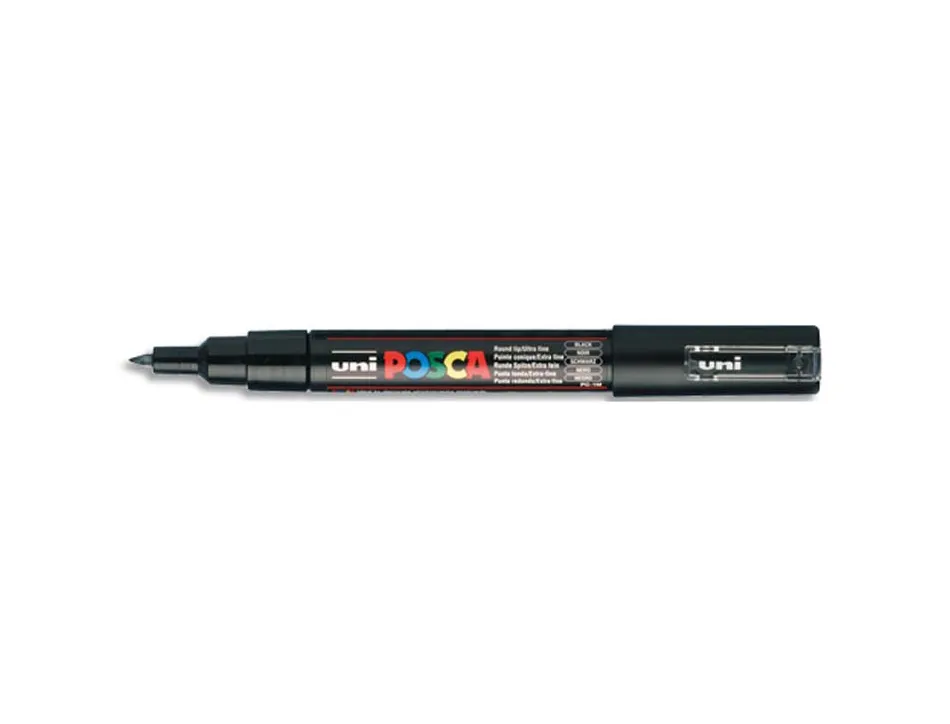 Marqueur posca pc1mc gouache encre inodore toutes surfaces pointe ultra-fine conique couleur opaque couvrante noir
