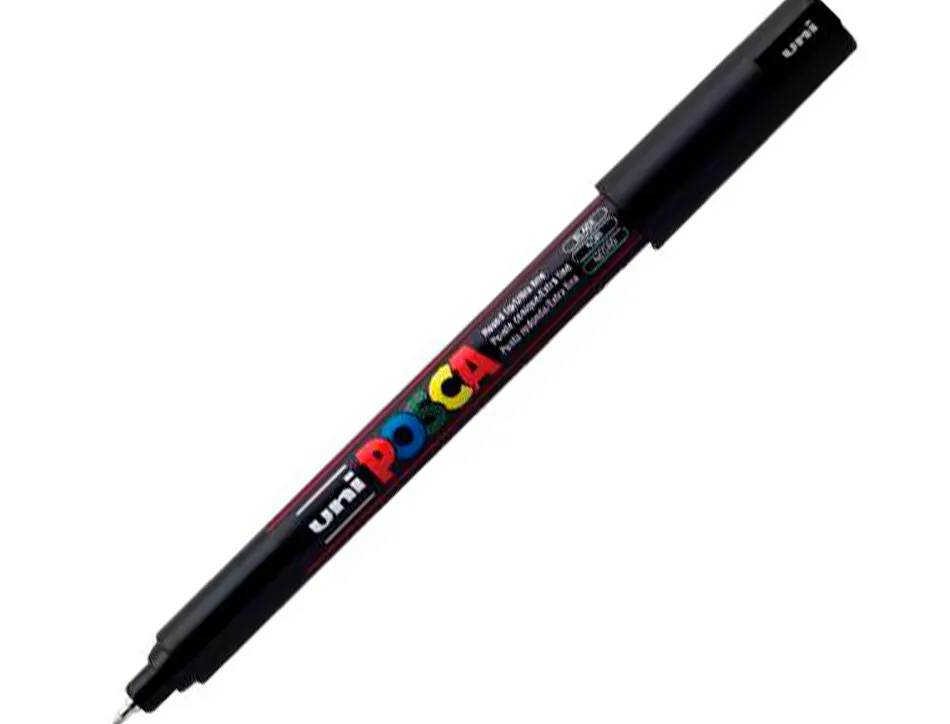 Marqueur posca pc1mc gouache encre inodore toutes surfaces pointe ultra-fine conique couleur opaque couvrante noir