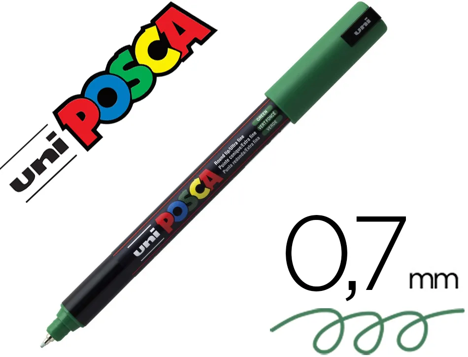 Marqueur posca pc1mr base eau pointe calibree extra fine 0,7mm vert foncée sans/ odeurs/alcool/solvant tous