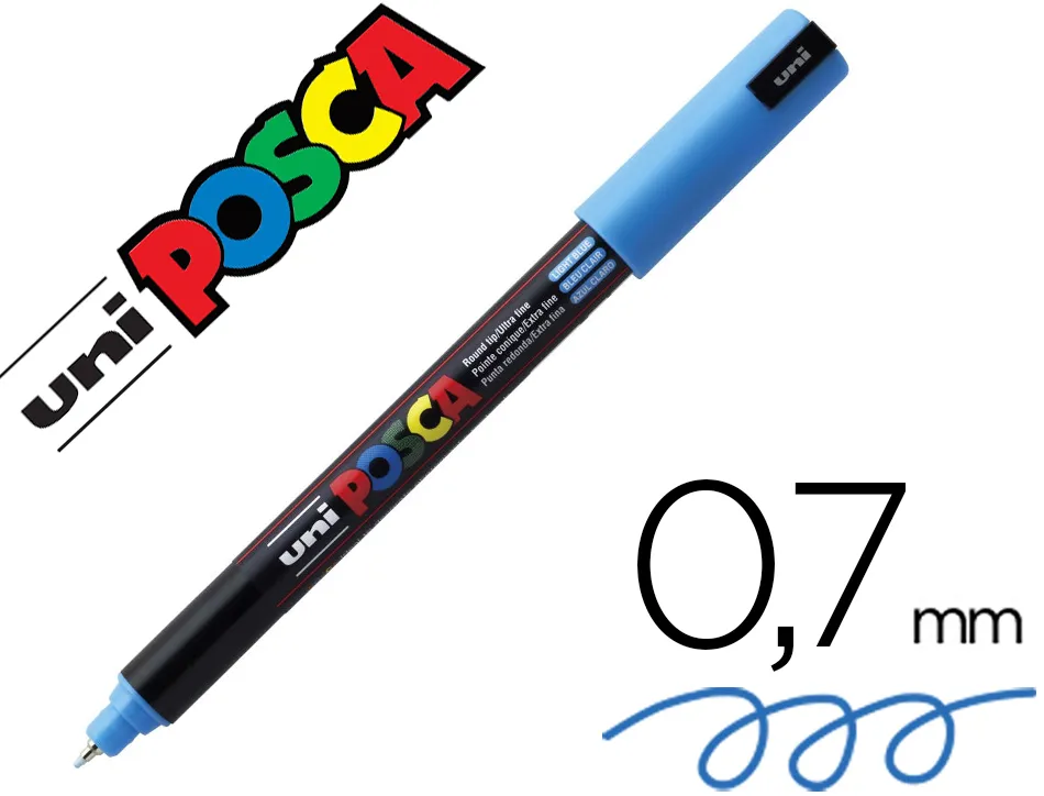 Marqueur posca pc1mr base eau pointe calibree extra fine 0,7mm bleu clair sans/odeurs/alcool/solvant tous