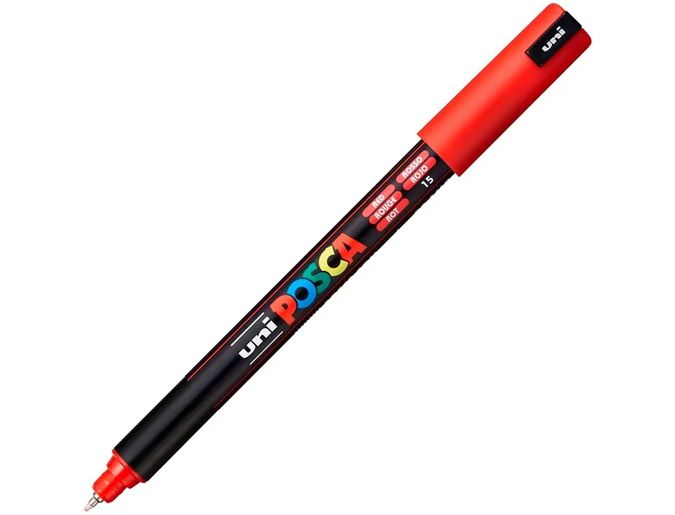 Marqueur posca pc1mr base eau pointe calibree extra fine 0,7mm sans odeurs/alcool/solvant coloris rouge