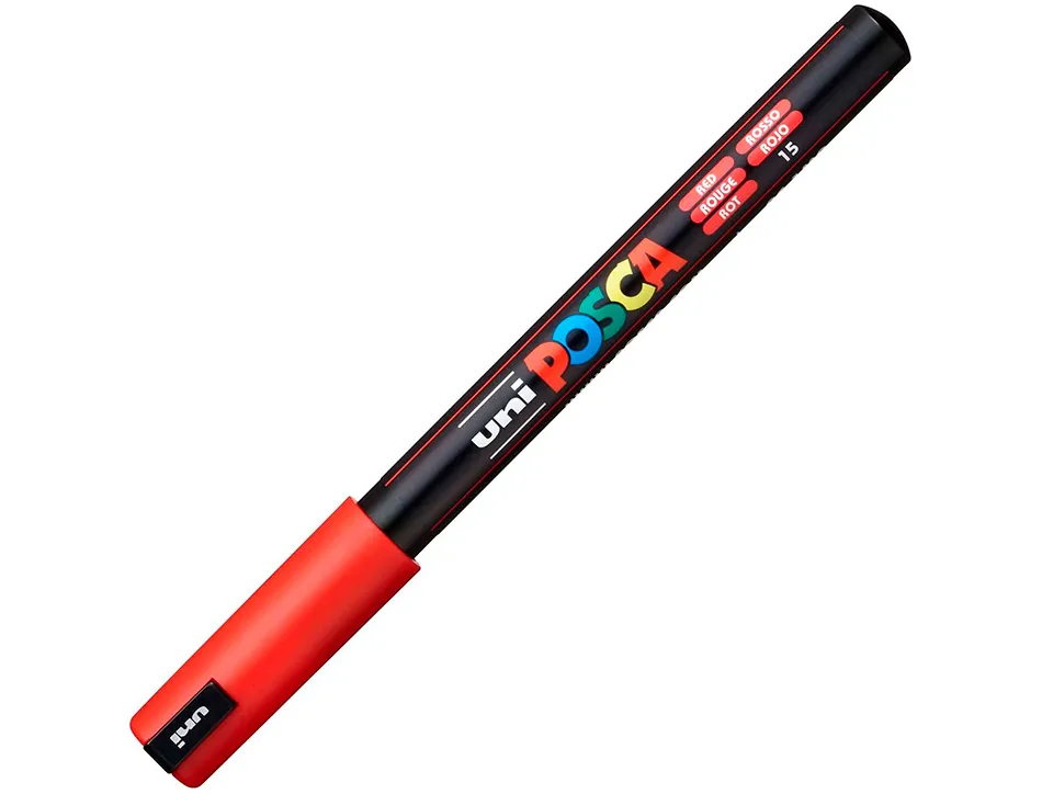 Marqueur posca pc1mr base eau pointe calibree extra fine 0,7mm sans odeurs/alcool/solvant coloris rouge