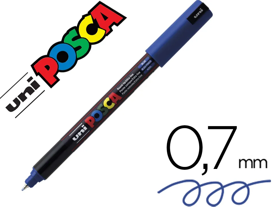 Marqueur posca pc1mr bleu f base eau pointe calibrée extra fine 0.7mm sans odeurs/alcool/solvant tous