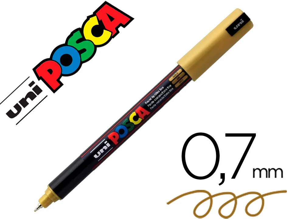 Marqueur posca pc1mr or base eau pointe calibrée extra fine 0,7mm sans odeurs/alcool/solvant tous