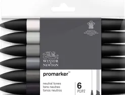 Marqueur professionnel w&n promarker double pointe tons neutres gris froid/noir set 6 unités 0290154