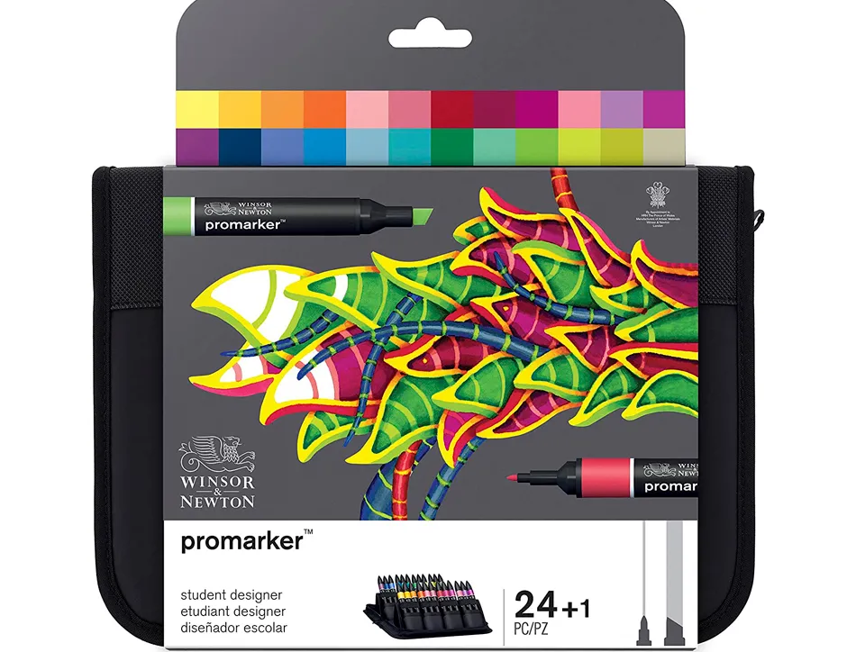 Marqueur professionnel w&n promarker double pointe couleurs assorties trousse étudiant 24 unités