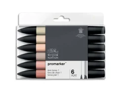 Marqueur professionnel w&n promarker double pointe teintes chair ivoire amande satin mastic corail pêche set 6 unités