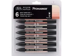 Marqueur professionnel w&n promarker double pointe teintes chair ivoire amande satin mastic corail pêche set 6 unités