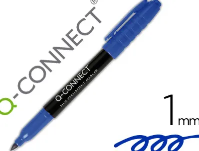 Marqueur q-connect cd-dvd pointe ronde écriture large 1mm encre indélebile séchage rapide base alcool couleur bleu