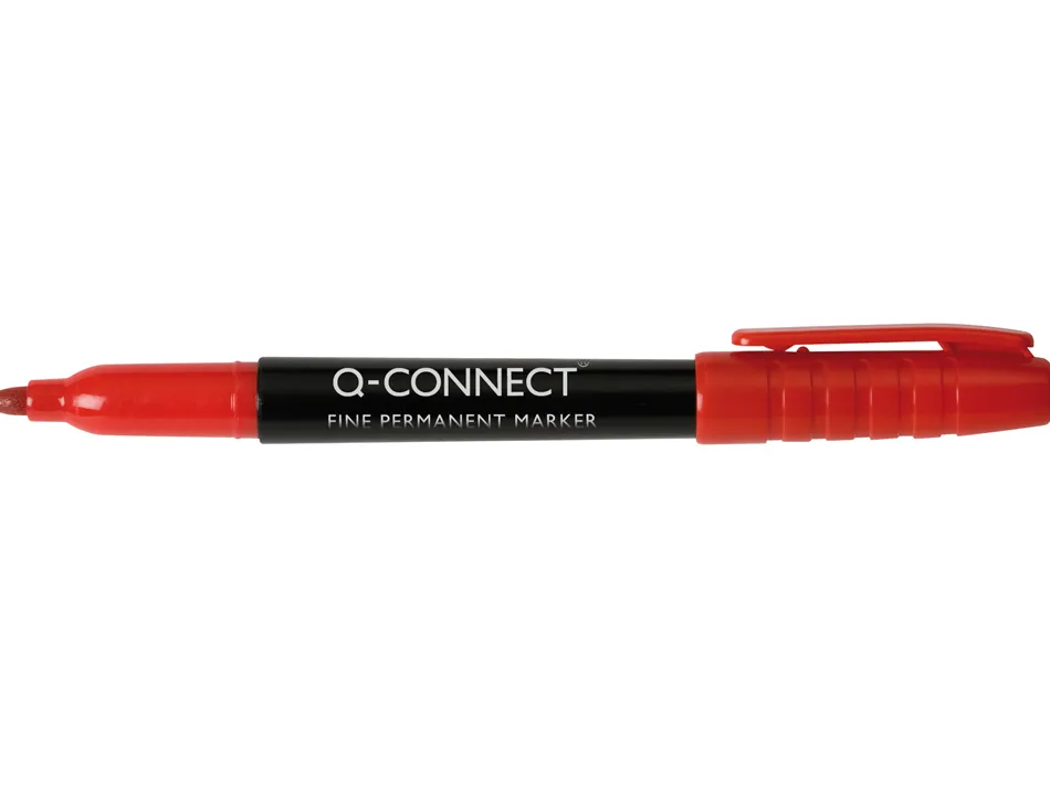 Marqueur q-connect cd-dvd pointe ronde écriture large 1mm encre indélebile séchage rapide base alcool couleur rouge