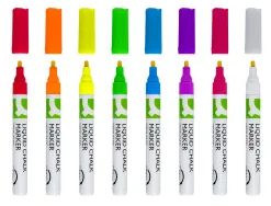 Marqueur q-connect craie liquide pointe ronde trace 3mm coloris assortis boite 8 unites