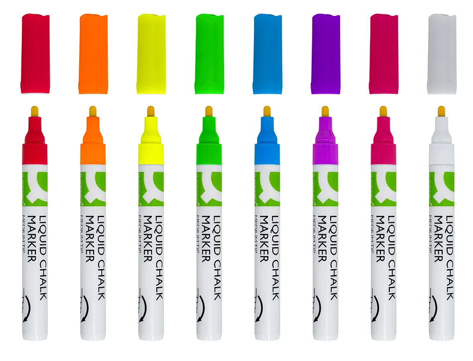 Marqueur q-connect craie liquide pointe ronde trace 3mm coloris assortis boite 8 unites