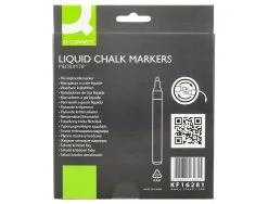 Marqueur q-connect craie liquide pointe ronde trace 3mm coloris assortis boite 8 unites