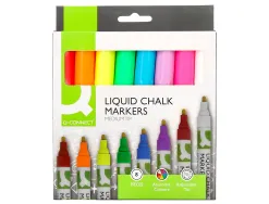 Marqueur q-connect craie liquide pointe ronde trace 3mm coloris assortis boite 8 unites