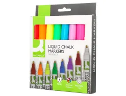 Marqueur q-connect craie liquide pointe ronde trace 3mm coloris assortis boite 8 unites