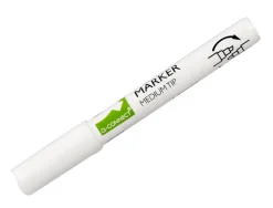 Marqueur q-connect craie liquide pointe ronde trace 3mm coloris blanc boite 4 unites