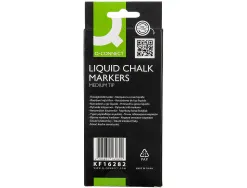 Marqueur q-connect craie liquide pointe ronde trace 3mm coloris blanc boite 4 unites