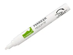 Marqueur q-connect craie liquide pointe ronde trace 3mm coloris blanc boite 4 unites
