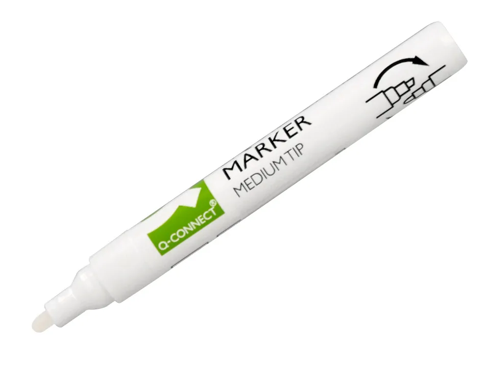 Marqueur q-connect craie liquide pointe ronde trace 3mm coloris blanc boite 4 unites