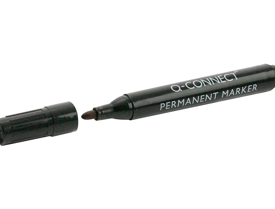 Marqueur q-connect permanent pointe ogive tracé 3mm résistante corps plastique coloris noir