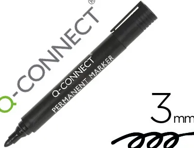Marqueur q-connect permanent pointe ogive tracé 3mm résistante corps plastique coloris noir