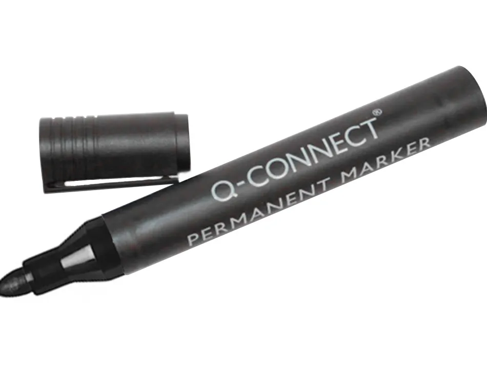 Marqueur q-connect permanent pointe ogive tracé 3mm résistante corps plastique coloris noir