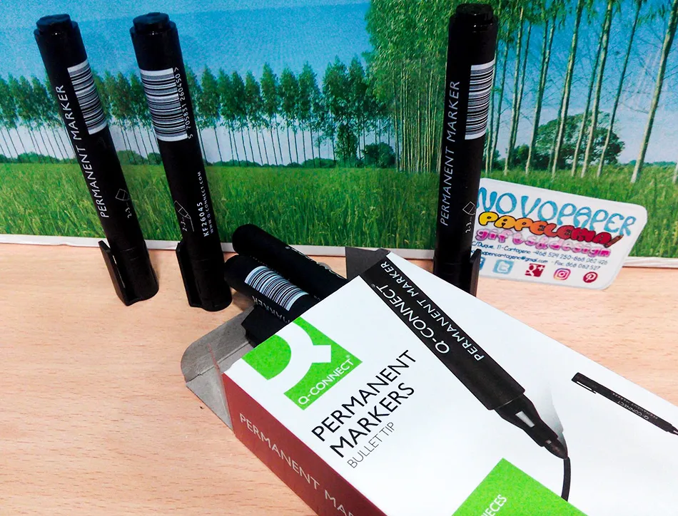 Marqueur q-connect permanent pointe ogive tracé 3mm résistante corps plastique coloris noir
