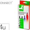 Marqueur q-connect permanent pointe biseautée tracé 5mm résistante corps plastique pochette 4 unités