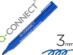 Marqueur q-connect permanent pointe ogive tracé 3mm résistante corps plastique coloris bleu