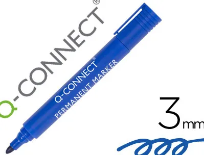 Marqueur q-connect permanent pointe ogive tracé 3mm résistante corps plastique coloris bleu