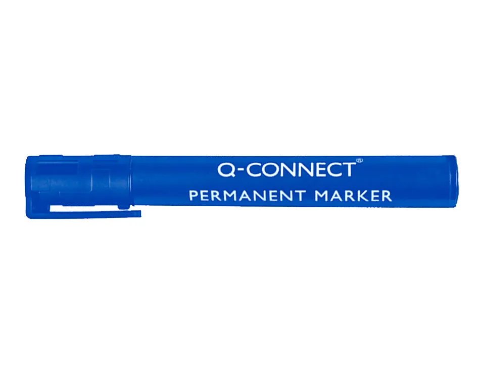 Marqueur q-connect permanent pointe ogive tracé 3mm résistante corps plastique coloris bleu