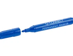 Marqueur q-connect permanent pointe ogive tracé 3mm résistante corps plastique coloris bleu