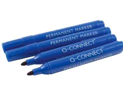 Marqueur q-connect permanent pointe ogive tracé 3mm résistante corps plastique coloris bleu