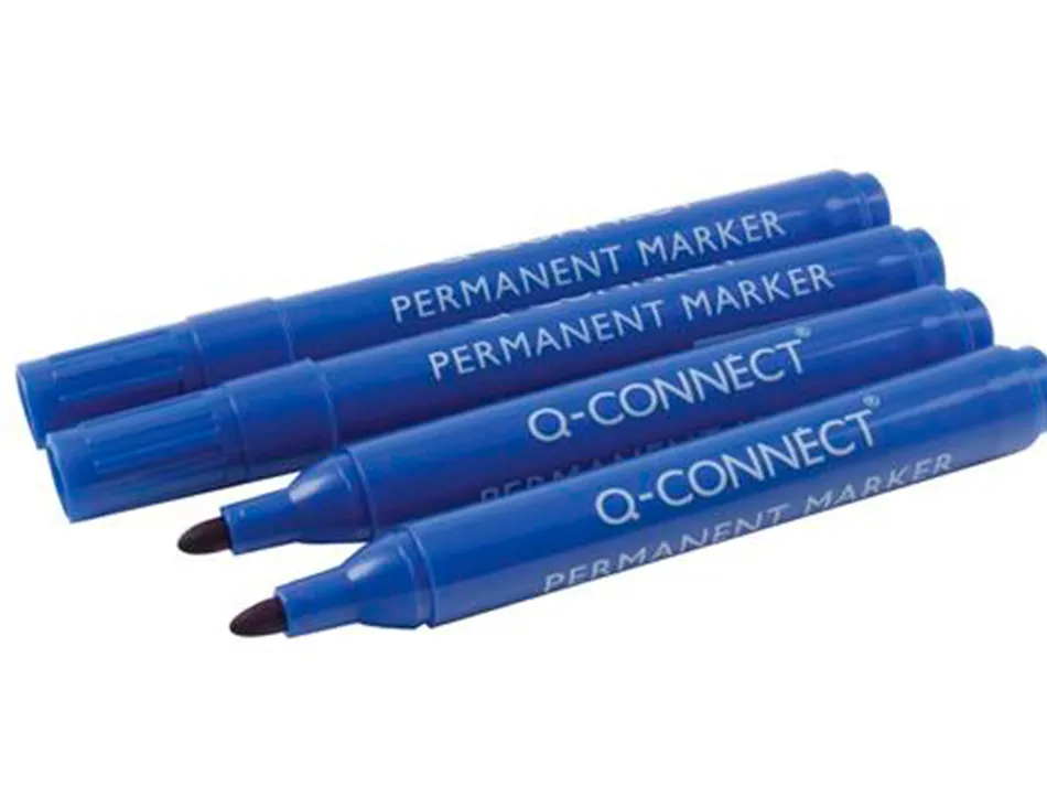 Marqueur q-connect permanent pointe ogive tracé 3mm résistante corps plastique coloris bleu