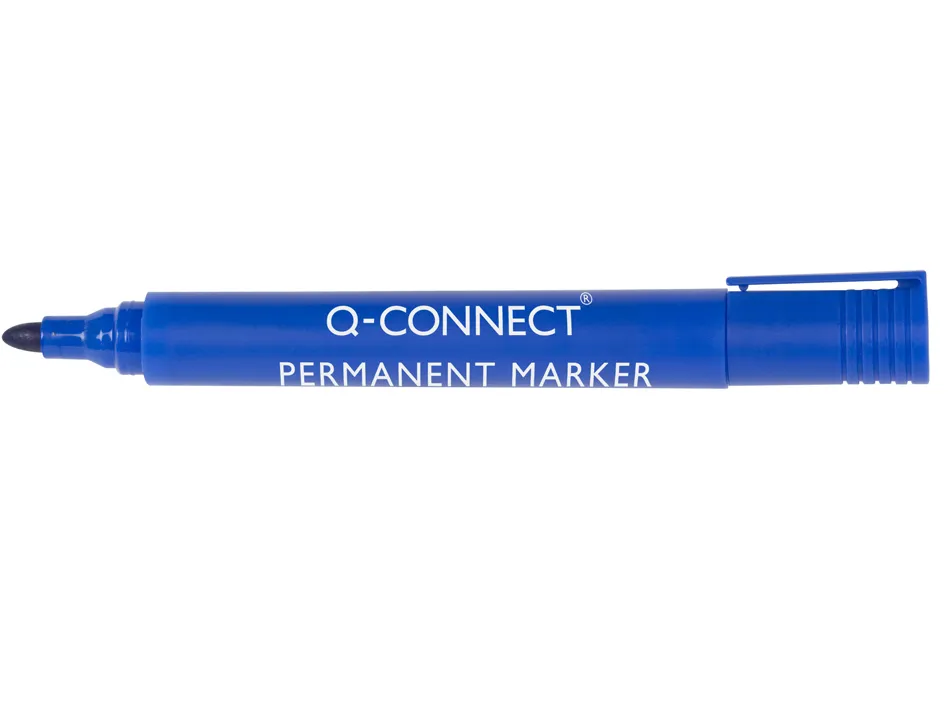 Marqueur q-connect permanent pointe ogive tracé 3mm résistante corps plastique coloris bleu