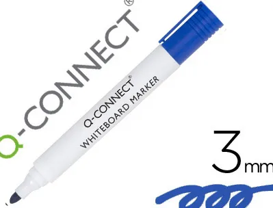 Marqueur q-connect tableau blanc pointe ogive tracé 2/3mm corps plastique encre base alcohol coloris bleu