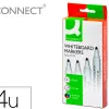 Marqueur q-connect tableau blanc pointe ogive tracé 2/3mm corps plastique encre base alcohol pochette 4 unit assort