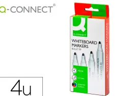 Marqueur q-connect tableau blanc pointe ogive tracé 2/3mm corps plastique encre base alcohol pochette 4 unit assort