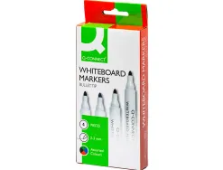Marqueur q-connect tableau blanc pointe ogive tracé 2/3mm corps plastique encre base alcohol pochette 4 unit assort