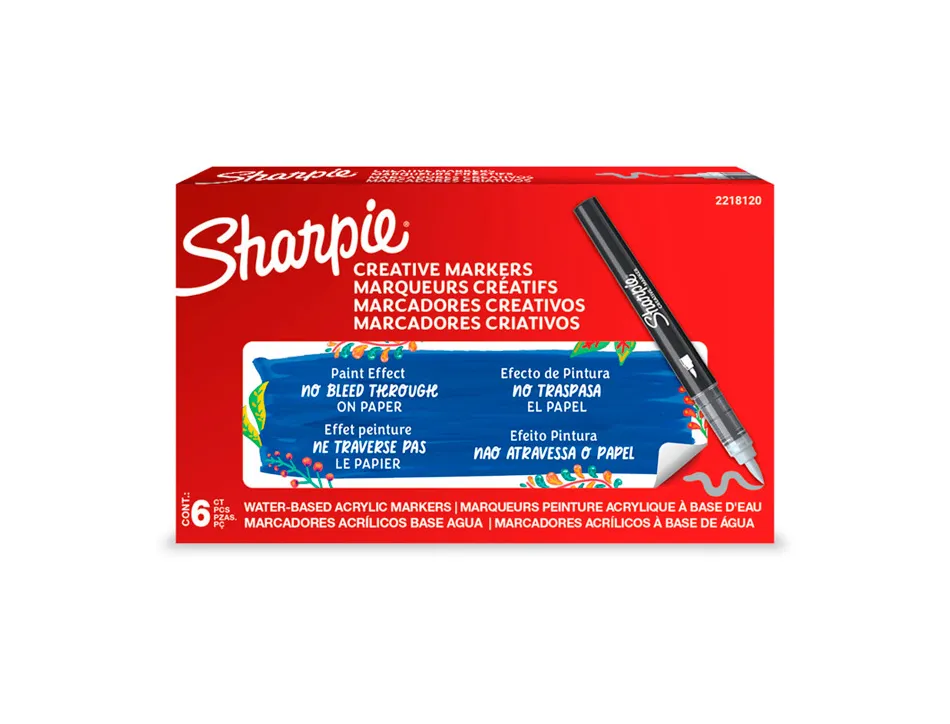 Marqueur sharpie creatif pointe pinceau trait min 1,2mm encre acrylique coloris gris