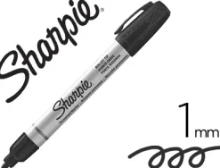 Marqueur sharpie permanent pointe ogive fine tracé 1mm corps métal coloris noir