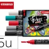 Marqueur stabilo bold free acrylic toutes surfaces t800 pointe large biseautee set 2 coloris assortis coffret 5 unites
